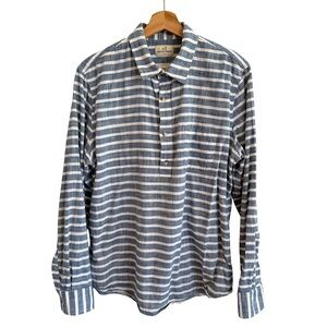 Marine Layer Mens Reid Popover Striped Shirt Size L 1/4 Button Beach Resort